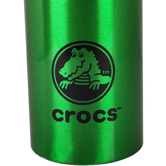 Crocs Green Black Stainless Steel Water Bottle 10" Tall  Lid Durable Logo - Picture 7 of 9